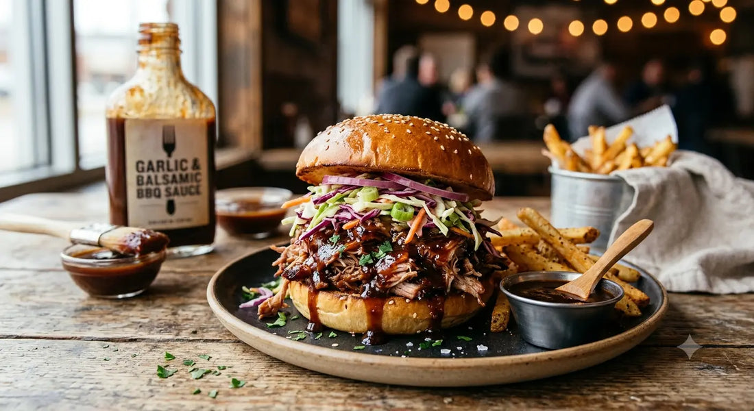 Recipe for Sticky Balsamic Garlic Pulled Pork Tubac Gourmet Foods