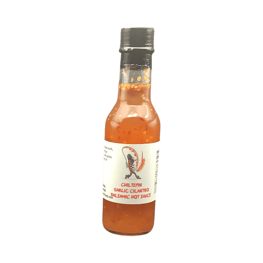 Chiltepin Garlic Cilantro Balsamic Hot Sauce. 5 oz Bottle. - Tubac Gourmet Foods