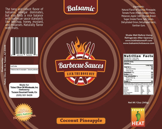 Coconut Pineapple Balsamic BBQ Sauce, 12oz. - Tubac Gourmet Foods