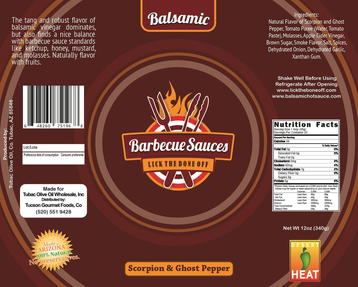 Scorpion & Ghost Pepper Balsamic BBQ Sauce. - Tubac Gourmet Foods