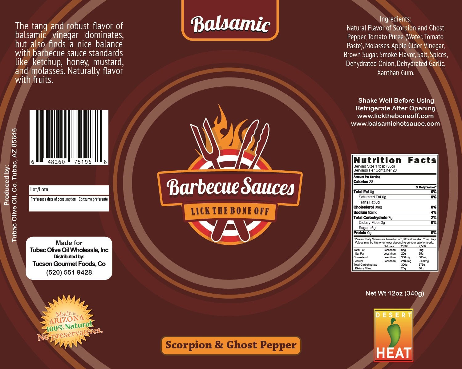 Scorpion & Ghost Pepper Balsamic BBQ Sauce. - Tubac Gourmet Foods